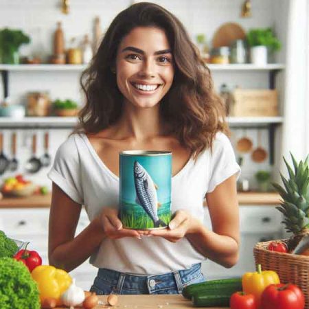 uma-senhora-com-cara-portuguesa-apresentando-conservas-de-peixe